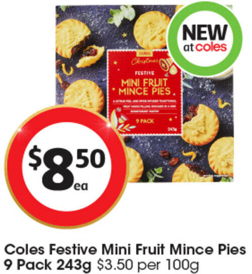 Coles Festive Mini Fruit Mince Pies 9 Pack 243g offer at Coles