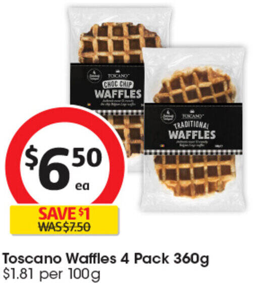 Toscano Waffles 4 Pack 360g offer at Coles