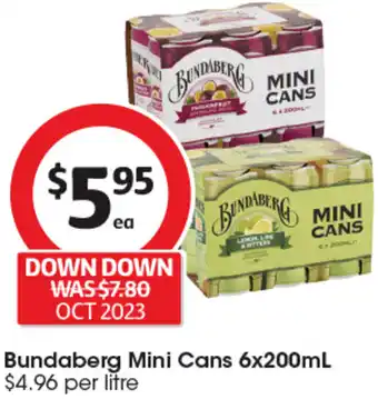 Coles Bundaberg Mini Cans 6x200mL offer
