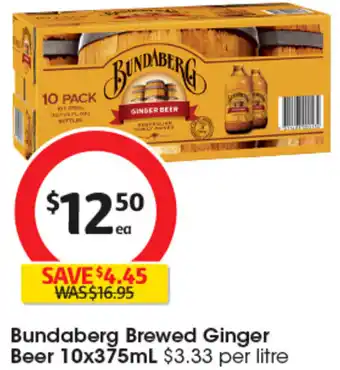 Coles Bundaberg Brewed Ginger Beer 10x375mL offer