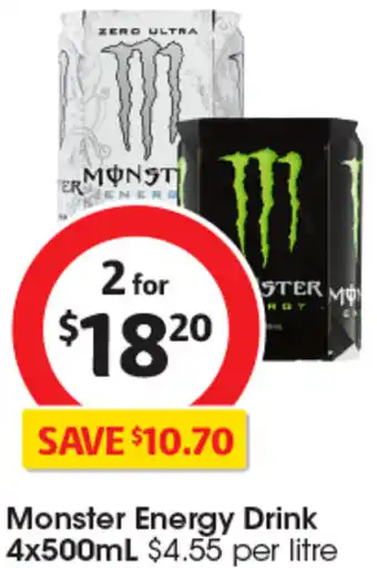 Coles Monster Energy Drink 4x500mL offer