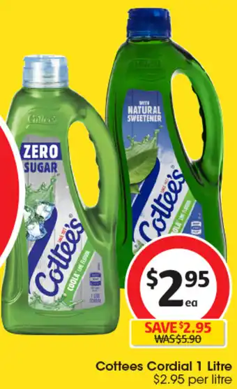 Coles Cottees Cordial 1 Litre offer