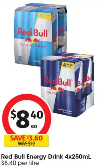 Coles Red Bull Energy Drink 4x250mL offer