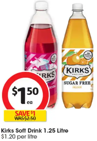 Coles Kirks Soft Drink 1.25 Litre offer