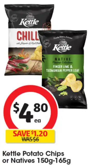 Coles Kettle Potato Chips or Natives 150g-165g offer