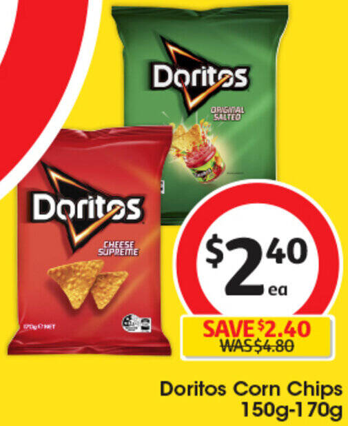Doritos Corn Chips 150g170g offer at Coles
