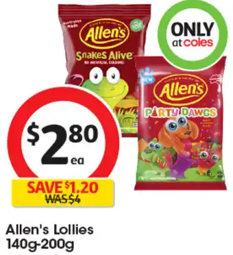 Coles Allen's Lollies 140g-200g offer
