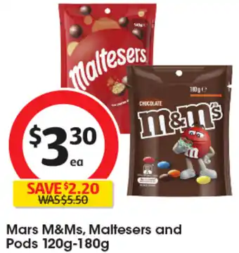 Coles Mars M&Ms, Maltesers and Pods 120g-180g offer