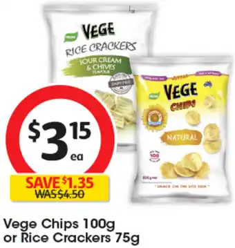 Coles Vege Chips 100g or Rice Crackers 75g offer