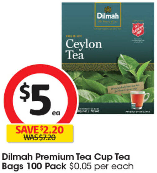 Dilmah Premium Tea Cup Tea Bags offer at Coles