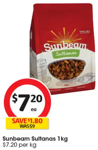 Coles Sunbeam Sultanas 1kg offer