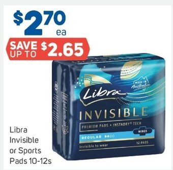 Foodland Libra invisible or sports pads 10-12s offer