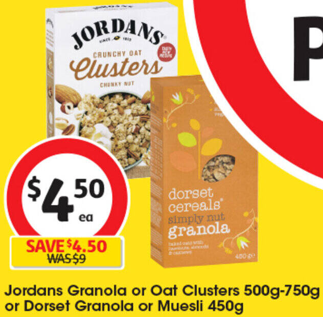 Jordans Granola or Oat Clusters 500g750g or Dorset Granola or Muesli