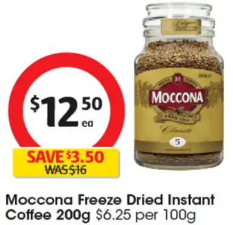 Coles Moccona Freeze Dried Instant Coffee 200g offer