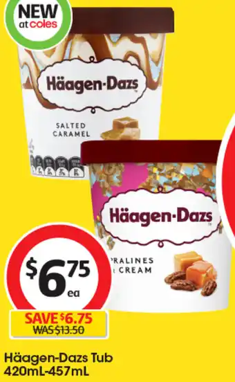 Coles Häagen-Dazs Tub 420mL-457mL offer