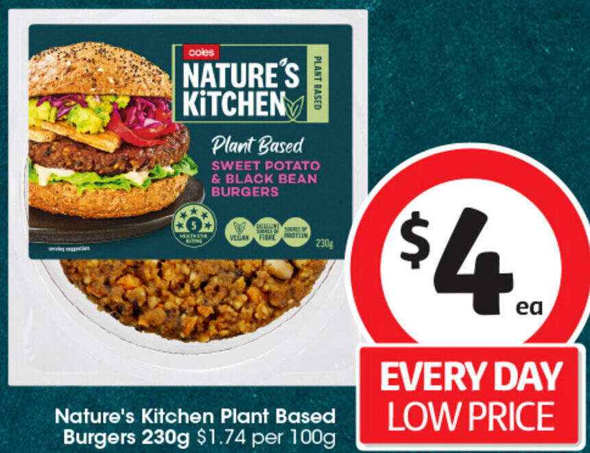 Nature's Kitchen Plant Based Burgers 230g offer at Coles