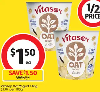 Coles Vitasoy Oat Yogurt 140g offer