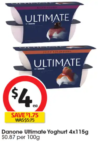 Coles Danone Ultimate Yoghurt 4x115g offer
