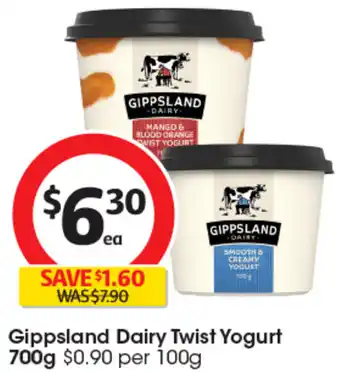 Coles Gippsland Dairy Twist Yogurt 700g offer