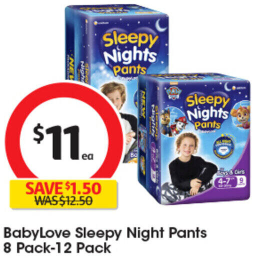 BabyLove Sleepy Night Pants 8 Pack12 Pack offer at Coles