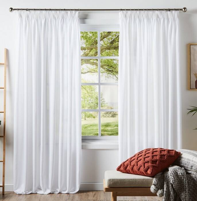 Rylee sheer pencil pleat curtains offer at Spotlight