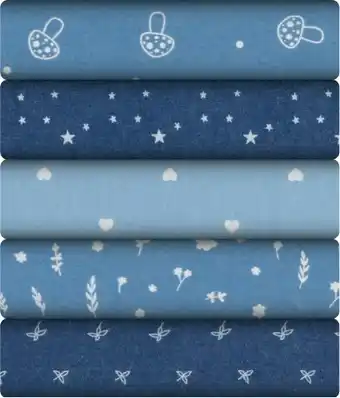 Print & plain denim & tencel