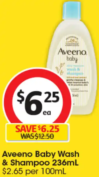 Coles Aveeno Baby Wash & Shampoo 236ml offer