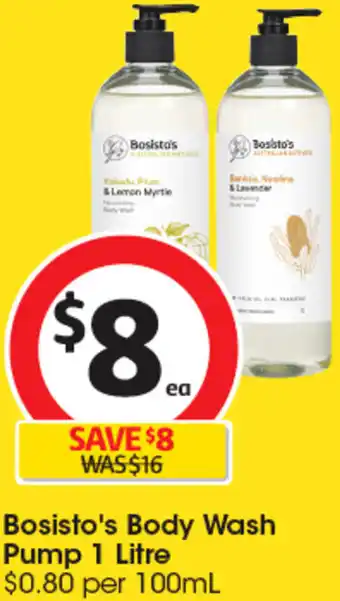 Coles Bosisto's Body Wash Pump 1 Litre offer