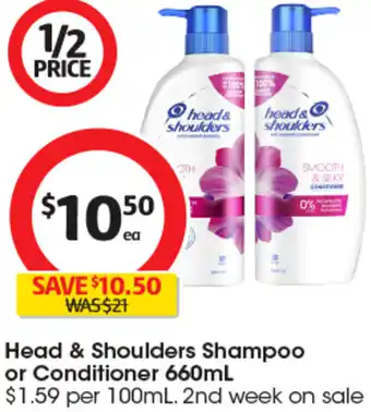Coles Head & Shoulders Shampoo or Conditioner 660mL offer