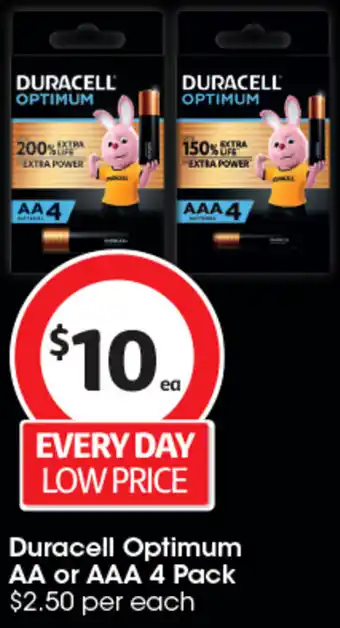 Coles Duracell Optimum AA or AAA offer