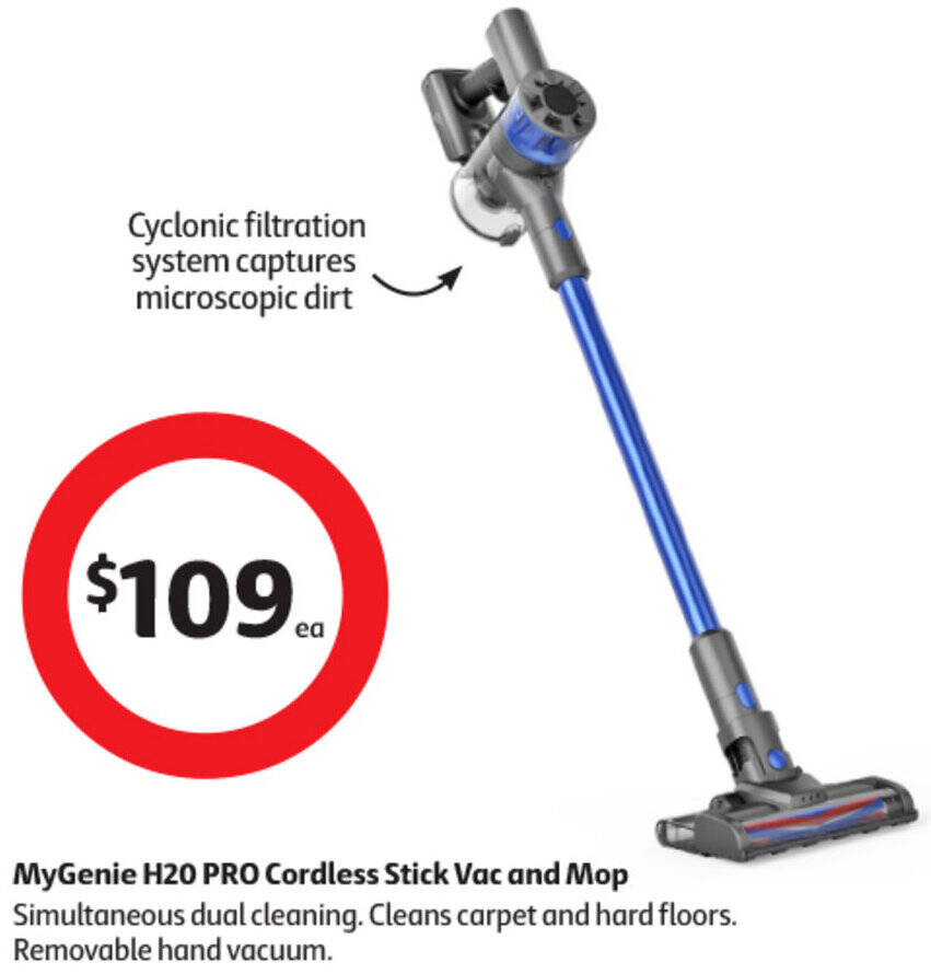 MyGenie H20 PRO Cordless Stick Vac and Mop offer at Coles