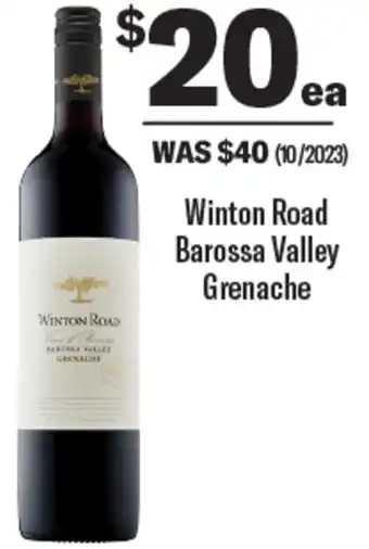 Coles Winton Road Barossa Valley Grenache offer