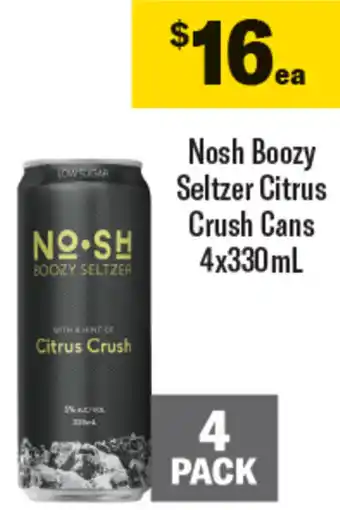 Nosh Boozy Seltzer Citrus Crush Cans 4x330mL