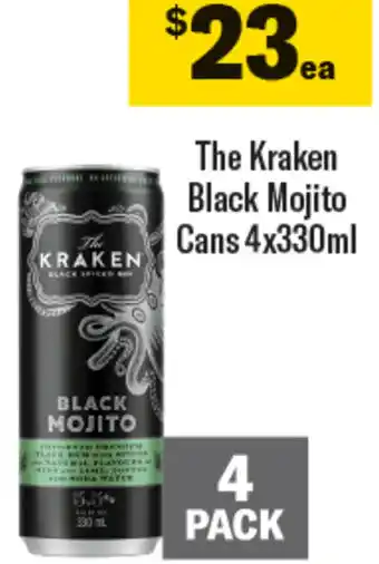 Coles The Kraken Black Mojito Cans 4x330ml offer