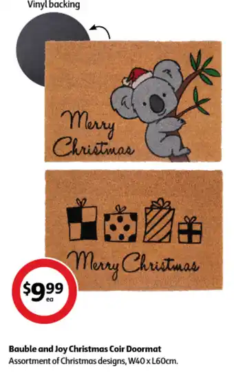 Bauble and Joy Christmas Coir Doormat