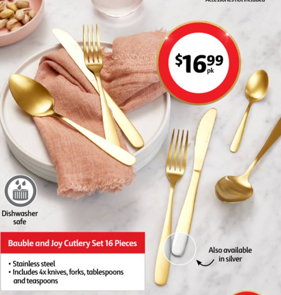 Bauble and Joy Cutlery Set 16 Pieces offer at Coles