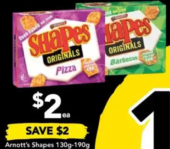 Drakes Arnott's Shapes 130g-190g offer
