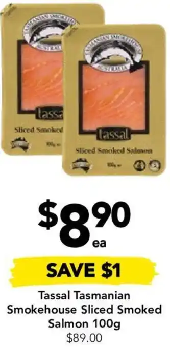 Drakes Tassal Tasmanian Smokehouse Sliced Smoked Salmon 100g offer
