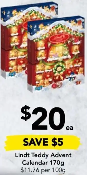 Drakes Lindt Teddy Advent Calendar 170g offer
