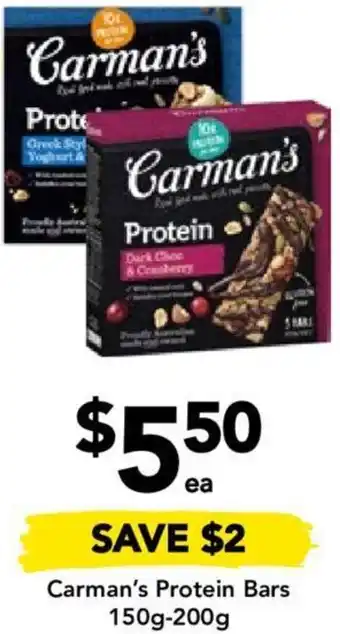 Drakes Carman's Protein Bars 150g-200g offer
