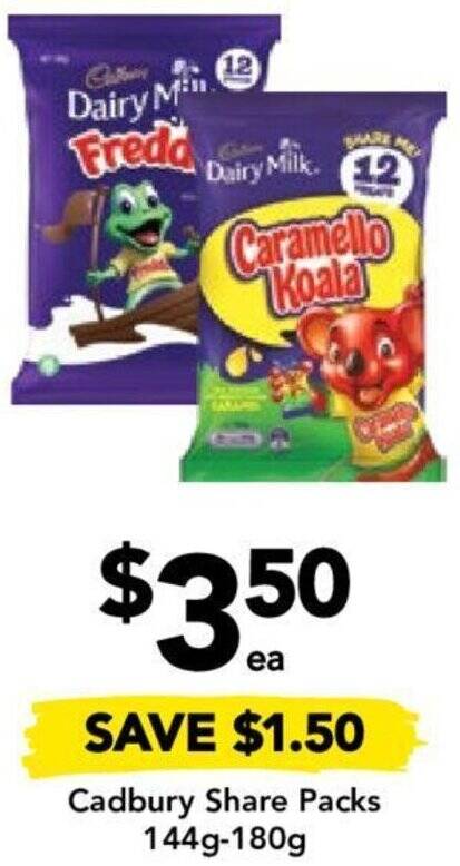 Drakes Cadbury Share Packs 144g-180g offer