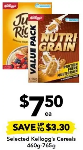 Drakes Selected Kellogg's Cereals 460g-765g offer