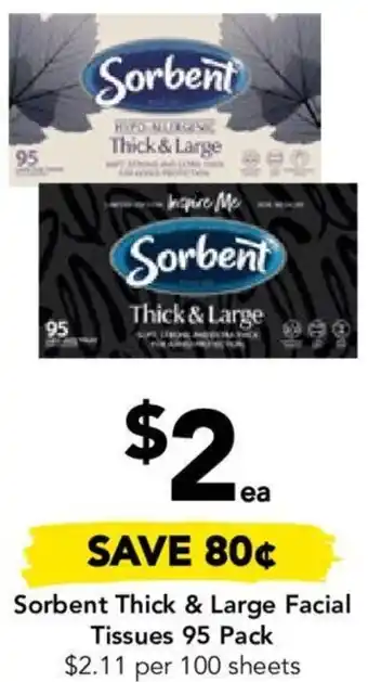 Drakes Sorbent Thick & Large Facial Tissues 95 Pack offer