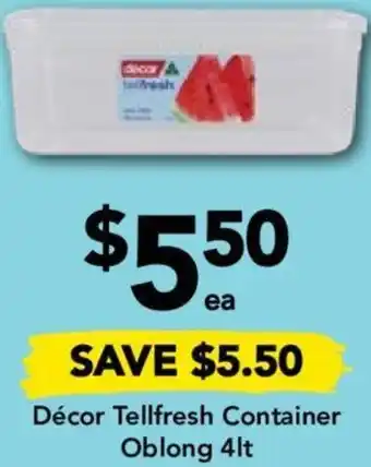 Drakes Décor Tellfresh Container Oblong 4lt offer