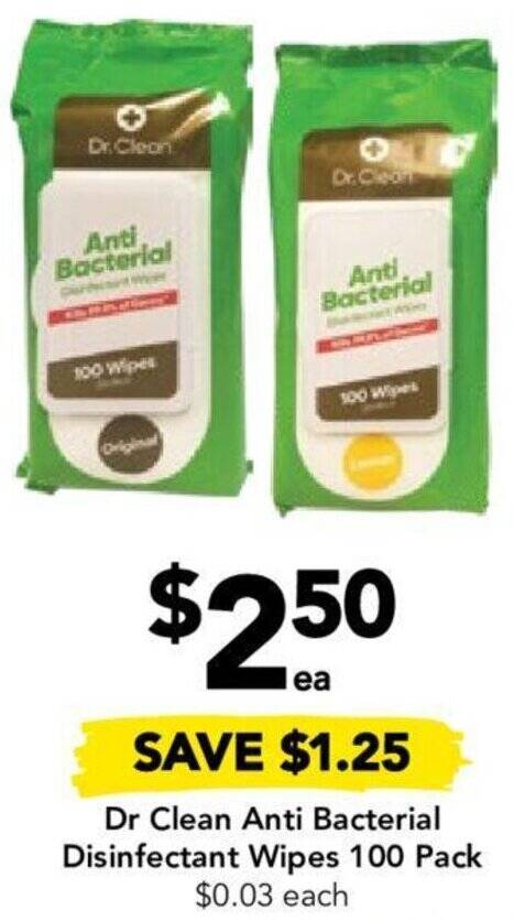 Drakes Dr Clean Anti Bacterial Disinfectant Wipes offer