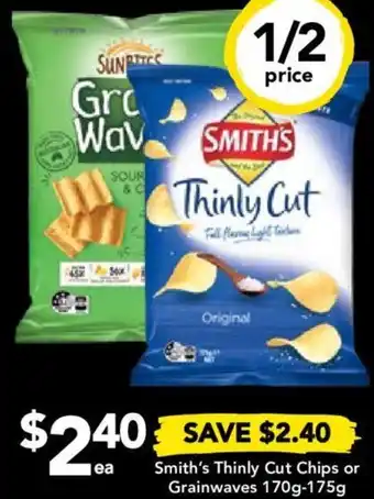 Drakes Smith's Thinly Cut Chips or Grainwaves 170g-175g offer
