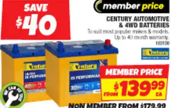 CENTURY AUTOMOTIVE & 4WD BATTERIES