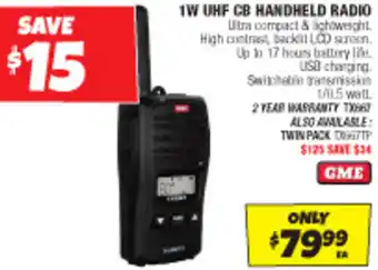 Autobarn 1W UHF CB HANDHELD RADIO offer