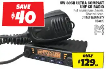 Autobarn 5W 80CH ULTRA COMPACT UHF CB RADIO offer