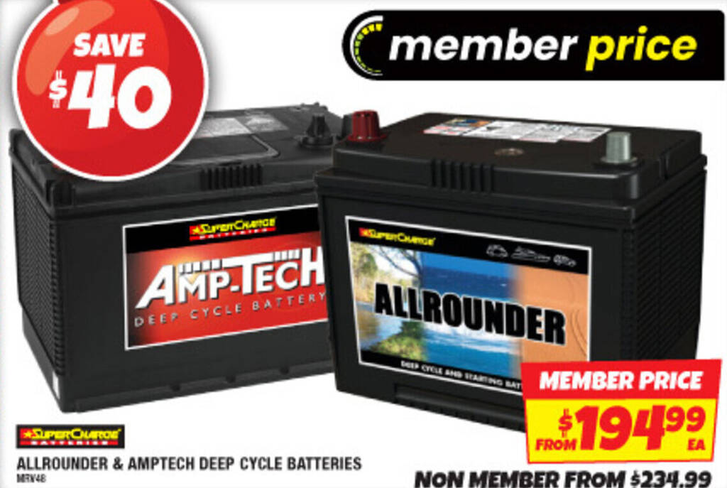 ALLROUNDER & AMPTECH DEEP CYCLE BATTERIES offer at Autobarn